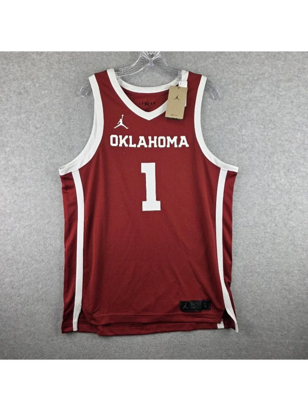 Jordan Oklahoma Sooners #1 Jersey Mens L Red Dri-FIT Basketball NCAA NWT